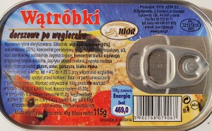 Wątróbki dorszowe po węgiersku 115g